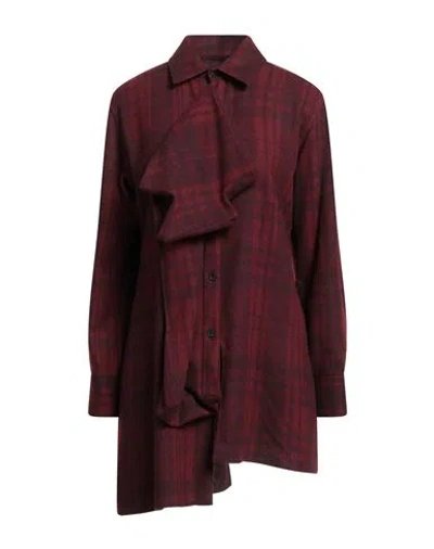 Yohji Yamamoto Collections Woman Shirt Burgundy Size 3 Wool, Nylon, Acrylic, Polyester In Red