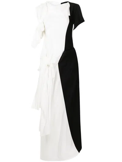 Yohji Yamamoto Colour-block Asymmetric Dress In White