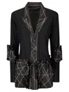 Yohji Yamamoto Geometric-appliqué Shirt Jacket In Black