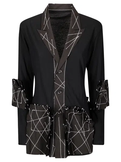 Yohji Yamamoto Geometric-appliqué Shirt Jacket In Multi