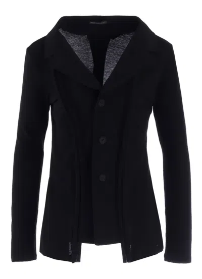 Yohji Yamamoto Layered Notch-lapel Jacket In Black
