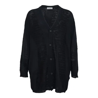 Yohji Yamamoto Combination V Neck Cardigan In Black