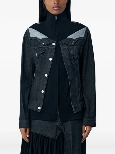 Yohji Yamamoto Contrast-panel Denim Jacket In Black