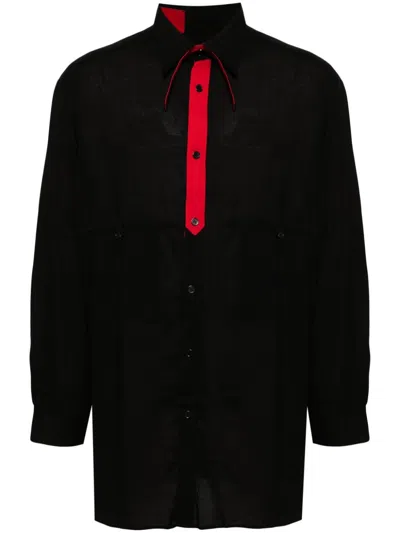 Yohji Yamamoto Contrast-panel Shirt In Black