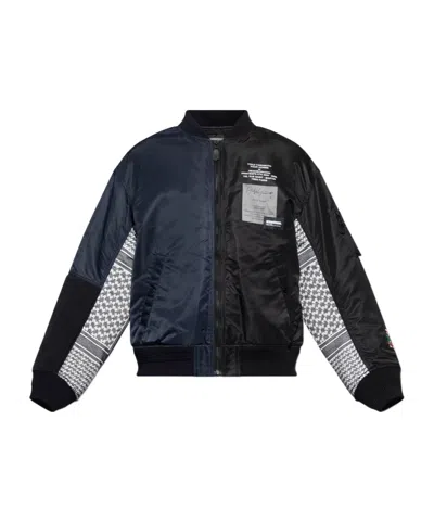 YOHJI YAMAMOTO CONTRAST-SLEEVE BOMBER JACKET