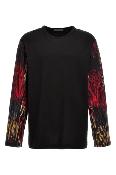 Yohji Yamamoto Contrast Sleeve T-shirt In Black