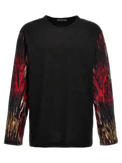 Yohji Yamamoto Printed Long Sleeve T-shirt In 黑色的