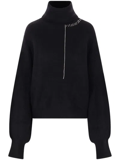 Yohji Yamamoto Contrast-stitch Jumper In Black