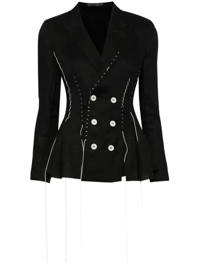 YOHJI YAMAMOTO CONTRAST-STITCH LINEN BLAZER