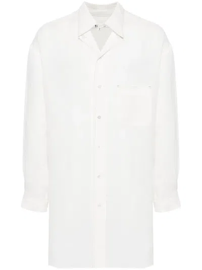 Yohji Yamamoto Contrast-stitching Linen Shirt In White