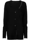 YOHJI YAMAMOTO CONTRASTING-STITCH V-NECK CARDIGAN