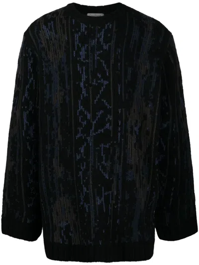 Yohji Yamamoto Contrasting-trim Wool-blend Jumper In Black