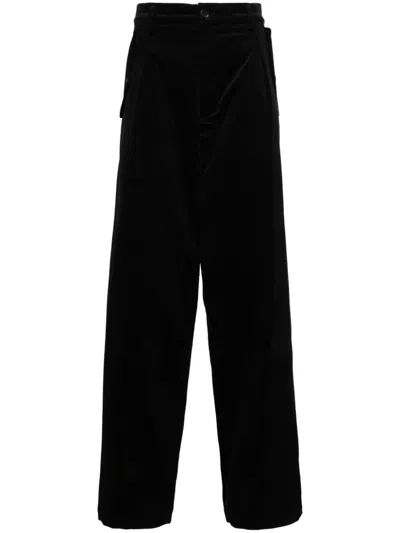 Yohji Yamamoto Straight-leg Cotton Trousers In Black