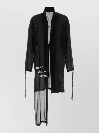 Yohji Yamamoto Cotton Cardigan Three Quarter Sleeves Open In Black