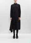 Yohji Yamamoto Cotton Draped Shirt Dress In Black