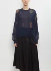 Yohji Yamamoto Cotton Flax Open Knit Sweater In Navy