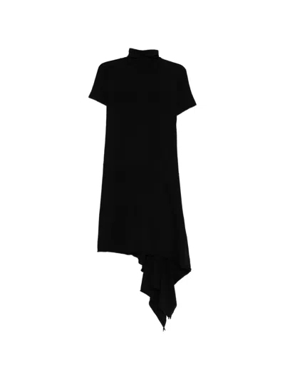 Yohji Yamamoto Cotton High-neck Dress In Black