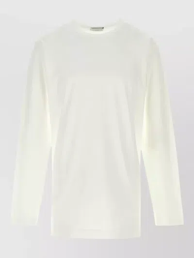 Yohji Yamamoto Cotton Long Sleeve Crew Neck T Shirt In White