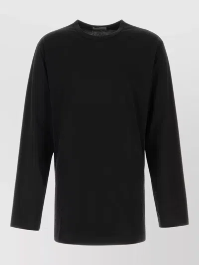 Yohji Yamamoto Cotton Long Sleeve Crew Neck T Shirt In Black