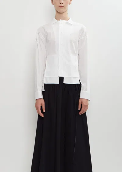 Yohji Yamamoto Cotton Poplin Paneled Short Blouse In White
