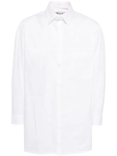 Yohji Yamamoto Panelled Slim-cut Cotton Shirt In White