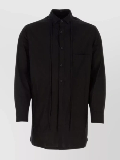 Yohji Yamamoto Long Sleeved Buttoned Shirt In Black