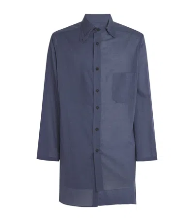 Yohji Yamamoto Cotton-silk Double-layered Shirt In Blue