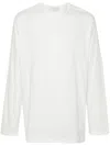 Yohji Yamamoto Drop-shoulder Long-sleeved Cotton T-shirt In White