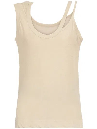 Yohji Yamamoto Cotton Tank Top In Neutrals
