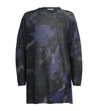 Yohji Yamamoto Cotton Tie-dye Sweater In Purple