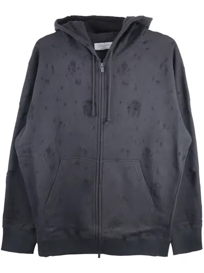 Yohji Yamamoto Cotton Zip-up Hoodie In Schwarz