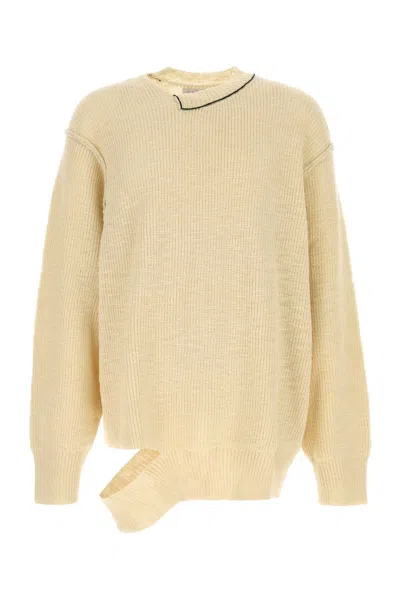 Yohji Yamamoto Cream Wool Oversize Sweater In Yellow