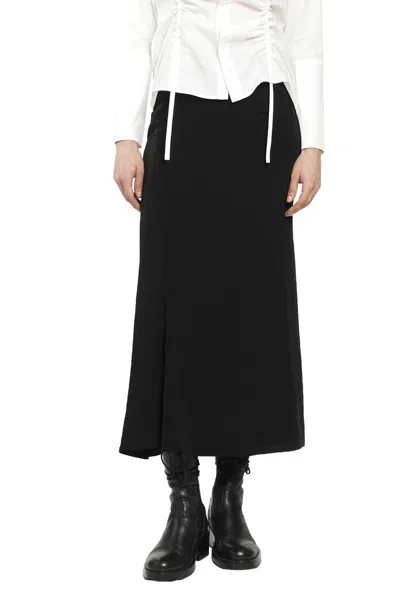 Yohji Yamamoto Crepe De Chine Diagonal Cutting Long Skirt In Blue