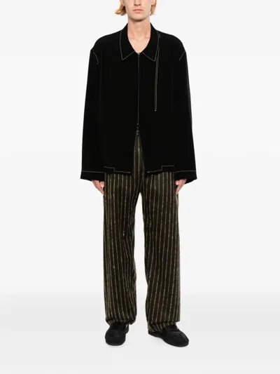 Yohji Yamamoto Crepe-de-chine Zip-up Jacket In Black