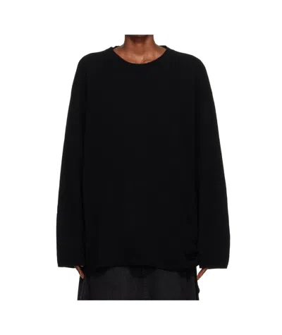Yohji Yamamoto Crew Neck Wool Sweater In Black