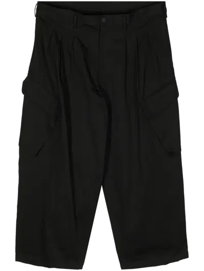 Yohji Yamamoto Cropped Cargo Trousers In Black