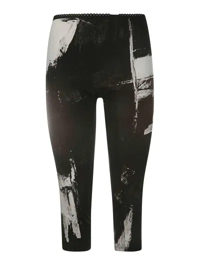 Yohji Yamamoto Black Printed Leggings