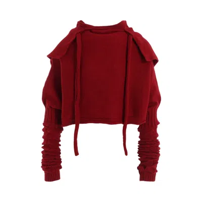 Pre-owned Yohji Yamamoto Cropped Po W/arm Warmers Hoodie 'red' | Women's Size 2
