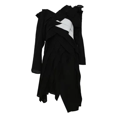 Yohji Yamamoto Cross Pleated Dress In Black