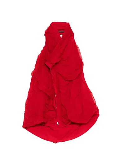 Yohji Yamamoto Chiffonoberteil In Knitteroptik In Red