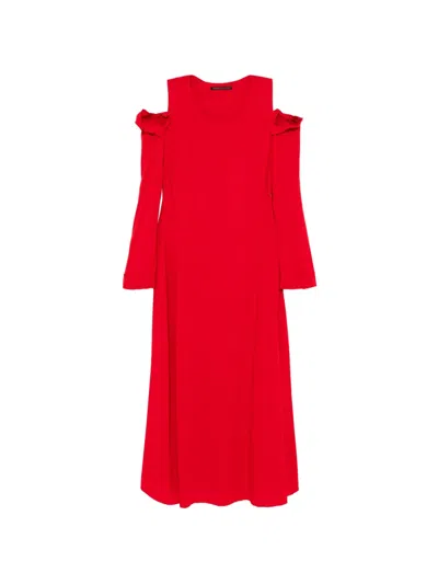 Yohji Yamamoto Crushed-sleeves Maxi Dress In Red
