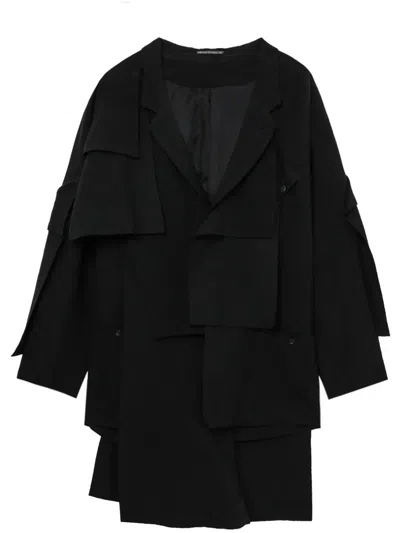 Yohji Yamamoto Cut-out Layered Coat In Black