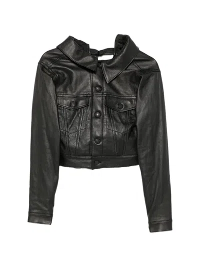 Yohji Yamamoto Cut-out Cropped Jacket In Gray