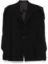 Yohji Yamamoto Damaged Gabardine-sleeved Gusset Jacket In Black