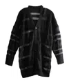 Yohji Yamamoto Striped Distressed Cardigan In Black