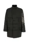 Yohji Yamamoto Dark Brown Polyester Padded Jacket In Black