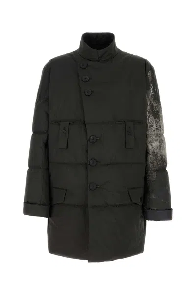 Yohji Yamamoto Dark Brown Polyester Padded Jacket In Black