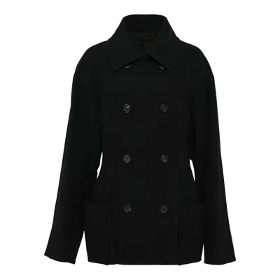 Yohji Yamamoto Darts Pea Coat In Black
