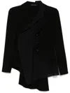 Yohji Yamamoto Black Crepe De Chine 2 Layered Wrap Blazer In Black