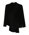Yohji Yamamoto Black Crepe De Chine 2 Layered Wrap Blazer In Black